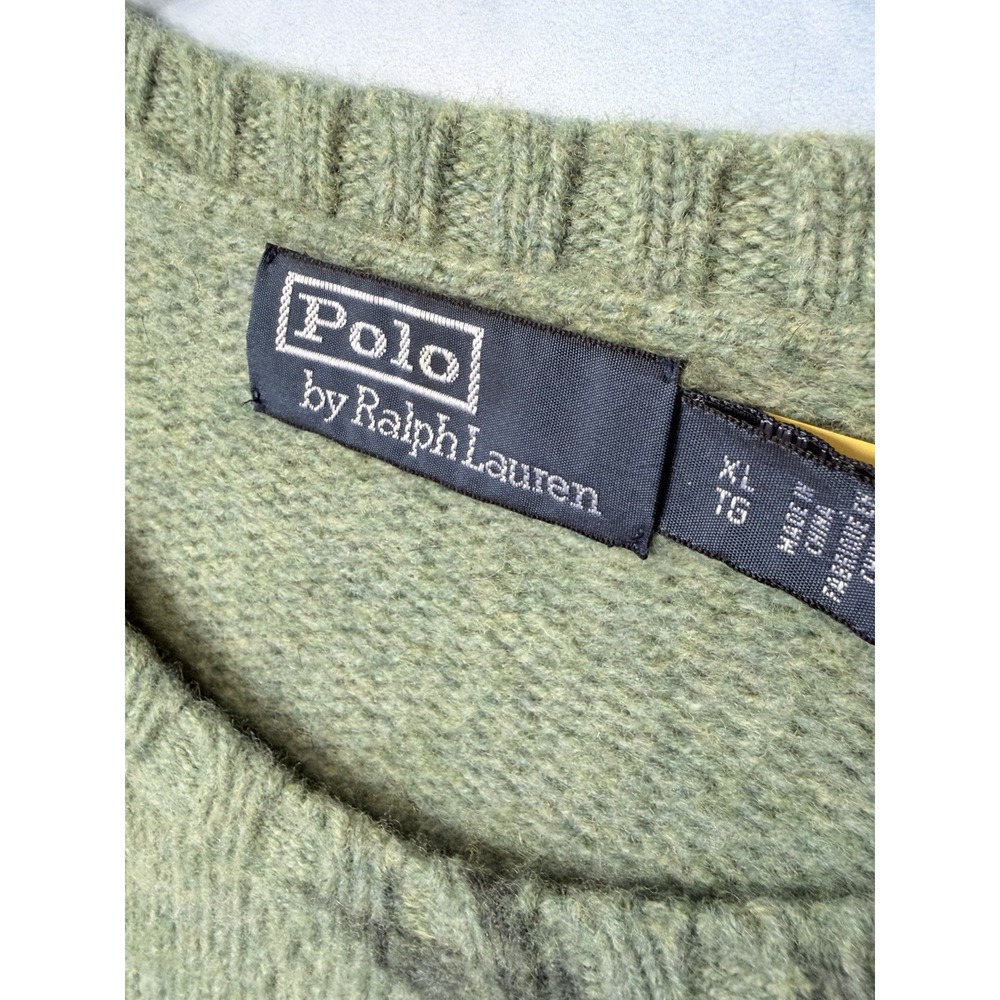 XL Polo Ralph Lauren Men's Green Wool Knit Crewneck Hunting Dog Graphic Sweater - Picture 5 of 7